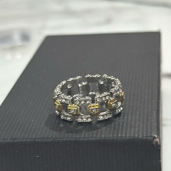 New Fashion Big Male Cz Stone Yellow Gold Color Hollow Large Wedding Ring Size 9 - Picture 4 of 13